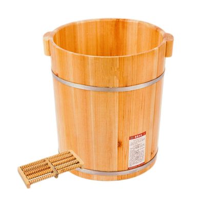 BABYCE Foot Massager Spa Adult Heightening Wooden Foot Basin, Household with Lid Foot Bath, Foot Bath, Foot Bath Barrel Household, Covered Foot Bath, Fragrant Fir Foot Bath Barrel, 40cm (Color : A)