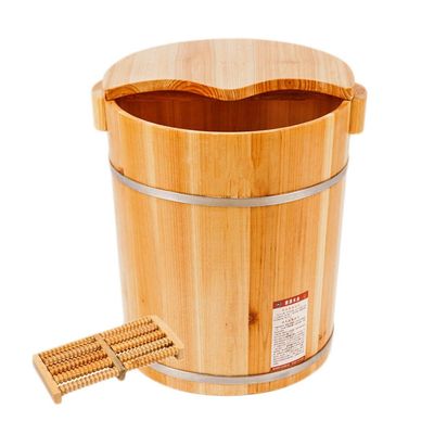 BABYCE Foot Massager Spa Adult Heightening Wooden Foot Basin, Household with Lid Foot Bath, Foot Bath, Foot Bath Barrel Household, Covered Foot Bath, Fragrant Fir Foot Bath Barrel, 40cm (Color : B)