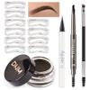 evpct Eyebrow Stencils Kit for Women Shaping, Eyebrow Shaper Makeup Kit, Eye Brow Stencil Shaper Tinting kits for Women, with Eyeliner, Eyebrows Pencil, Pomade, Brush and 10 Stencils, Kit-01# EBONY view 1