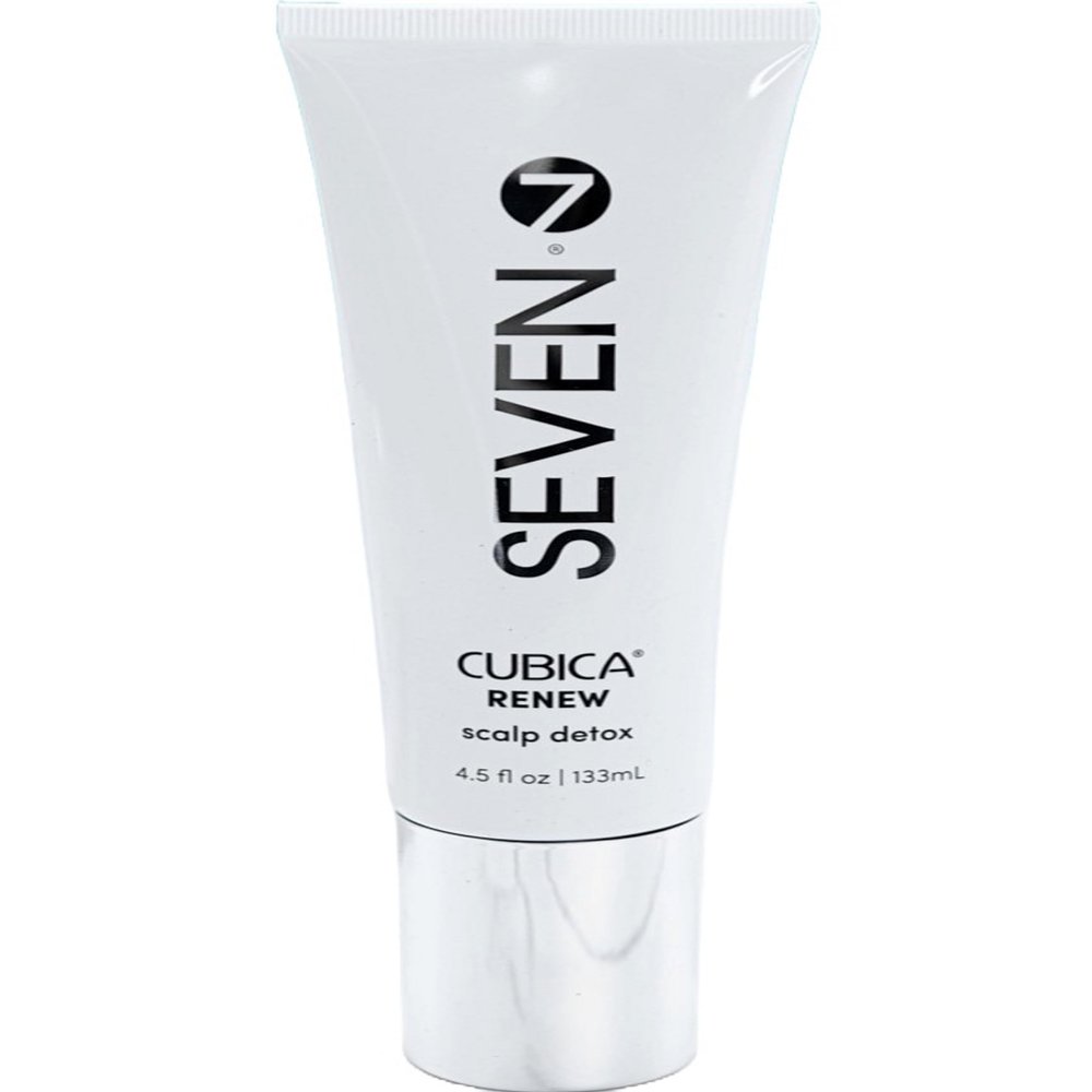 SEVEN Haircare CUBICA RENEW Scalp Detox Haircare Exfoliator Pre-Shampoo Deep Conditioning Hair Mask Treatment for Dry Damaged Hair with Eucalyptus, Charcoal, Kaolin & Papaya, Made in USA, 4.5 oz