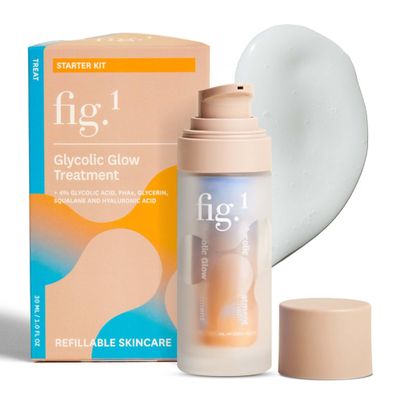 Fig.1 Glycolic Glow Treatment  4% Glycolic Acid Face Exfoliant, Exfoliating & Glowing Emulsion, Chemical Peel for Radiant Skin, Hydrating PHA & Squalane, Vegan, 30 ml
