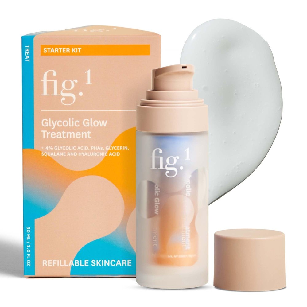 Fig.1 Glycolic Glow Treatment 4% Glycolic Acid Face Exfoliant, Exfoliating & Glowing Emulsion, Chemical Peel for Radiant Skin, Hydrating PHA & Squalane, Vegan, 30 ml
