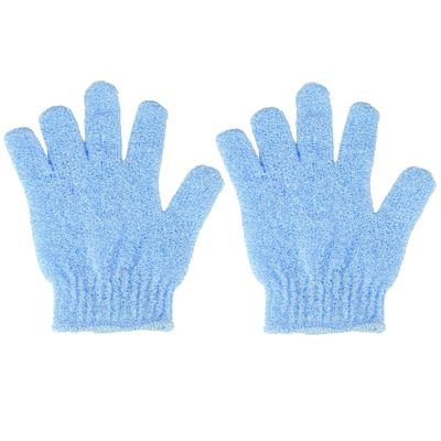 2 Pcs Shower Gloves, Exfoliating Gloves, Exfoliating Mitt, Exfoliating Body Scrub, Loofah Bath Gloves for Men, Women (Blue, 2)