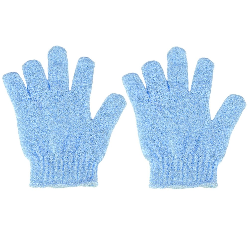 2 Pcs Shower Gloves, Exfoliating Gloves, Exfoliating Mitt, Exfoliating Body Scrub, Loofah Bath Gloves for Men, Women (Blue, 2)