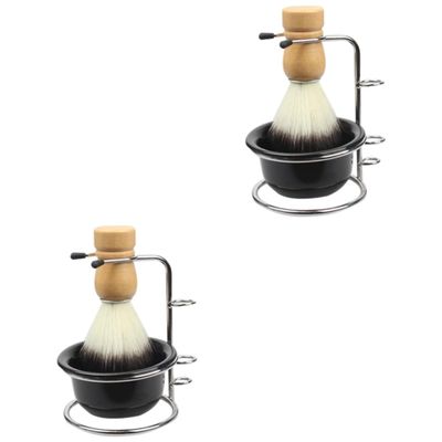 Beaupretty 2sets Ergonomic Shaving Kit Brush and Bowl Shaving Cup Reusable Brush Traditional Accessories for Men