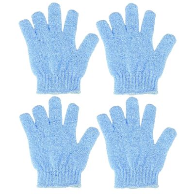 4 Pcs Shower Gloves, Exfoliating Gloves, Exfoliating Mitt, Exfoliating Body Scrub, Loofah Bath Gloves for Men, Women (Blue, 4)