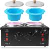 Portable Wax Warmer Machine for Painless Hair Removal, Women Men Professional Wax Heater with Adjustable Temperature Set, 40pcs Sticks, 2 Silicone Bowls (Black - Double Pots) view 1
