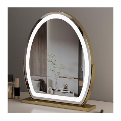 APLUSH Lighted Makeup Mirror with Touch Control, 360 Rotation, Adjustable Warm White/Natural/Daylight(B - Gold,60 * 72cm/23.6 * 28.3in)