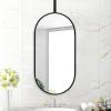 Oval Ceiling Hanging Mirror with Black Metal Framed, Wall Mirror for Bathroom Vanity Make-up Mirrors Washroom Shaving Ceiling Mounted Mirror, Living Room Hanging Mirror (Size : 50cmx60cm) view 1