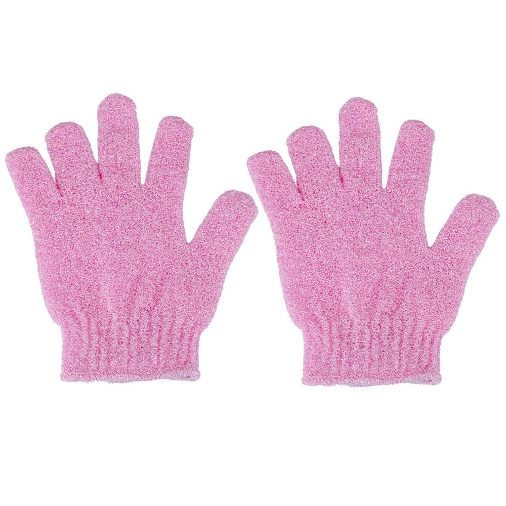 2 Pcs Shower Gloves, Exfoliating Gloves, Exfoliating Mitt, Exfoliating Body Scrub, Loofah Bath Gloves for Men, Women (Pink, 2)