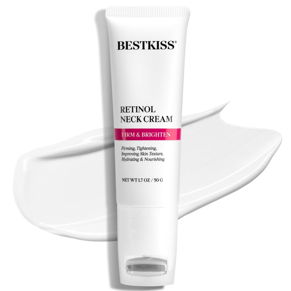 Retinol Neck Cream for Tightening and Firming: Anti Aging Reduce Neck Lines Wrinkles Fine Lines with Roller Applicator - for Face, Neck & Chest 1.7 OZ/50g