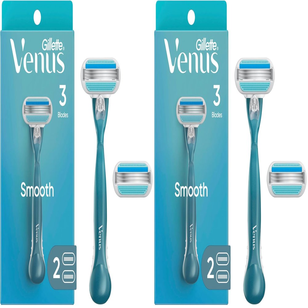 Gillette Venus Women's Razor, 1 Handle + 2 Refills, Pack of 2 | Smooth