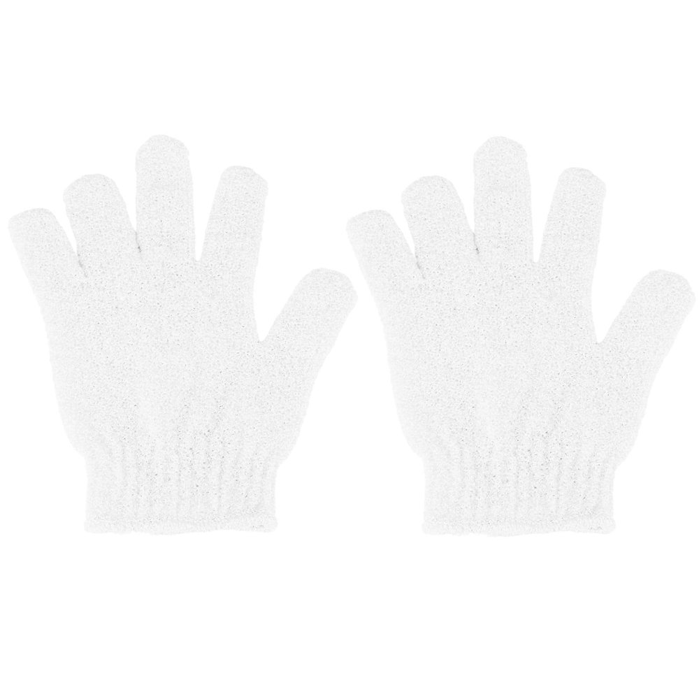 2 Pcs Shower Gloves, Exfoliating Gloves, Exfoliating Mitt, Exfoliating Body Scrub, Loofah Bath Gloves for Men, Women (White, 2)