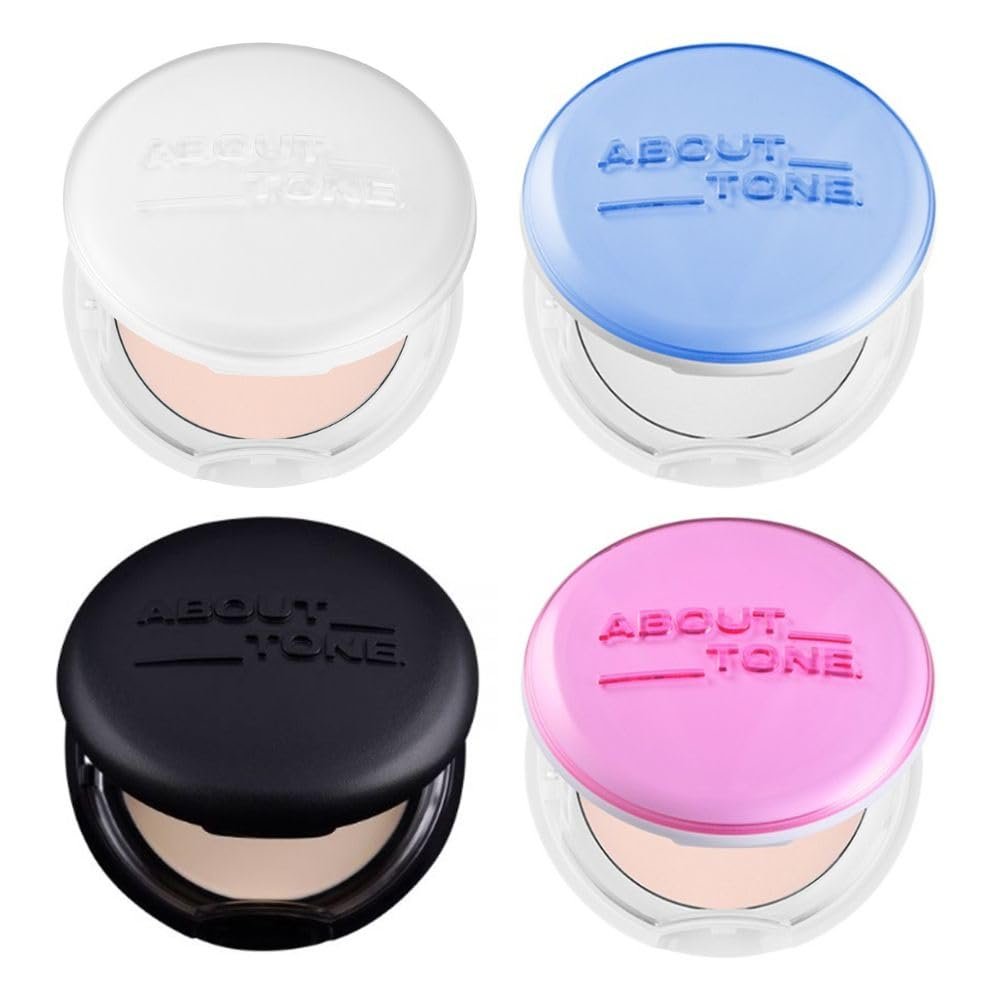 [ABOUT TONE] Blur Powder Pact (01 FAIR) + Glow Powder Pact + Air Fit Powder Pact + Sebum Cut Powder Pact [4 Types of Powder Pact BUNDLE SET] / Pressed Powder Pact with Mirror and Powder Puff