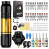 Wormhole Tattoo Gun Kit Tattoo Kit 1050mAh Tattoo Battery Pack Complete Rotary Tattoo Practice Machine Kit 20 Tattoo Cartridge Needles Wireless Power Supply WTK248 view 1