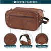 PAVILIA Toiletry Bag for Men Women, Mens Travel Bag Toiletries Organizer Case for Grooming, Travel Essentials Shaving Dopp Kit, PU Leather Water Resistant Cosmetic Pouch, Brown view 4