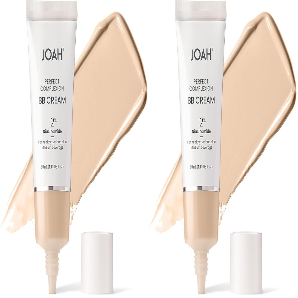 JOAH Beauty Perfect Complexion BB Cream with Hyaluronic Acid and Niaciminade, Korean Makeup with Medium Buildable Coverage, Evens Skin Tone, Lightweight, Semi Matte Finish, Fair with Warm Undertones