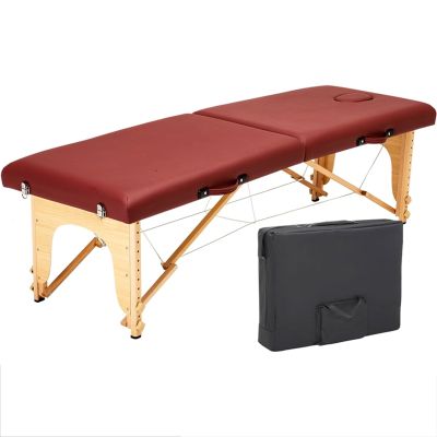 Adjustable Massage Table Portable, Professional Massage Table Portable 2 Folding Lightweight Salon Spa Tattoo Bed Height Adjustable with Carrying Bag (Color : Red, Size : 185 * 60cm-B)