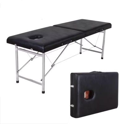 Physical Therapy Table for Home, 26 LBs Light Weight 2 Section Foldable Tattoo Bed Care Spa Lash Bed, Includes Pillow, Bed Cover and Handbag (Color : Black, Size : 180 * 60 * 65cm-A)