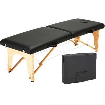 Adjustable Massage Table Portable, Professional Massage Table Portable 2 Folding Lightweight Salon Spa Tattoo Bed Height Adjustable with Carrying Bag (Color : Black, Size : 185 * 70cm-B)