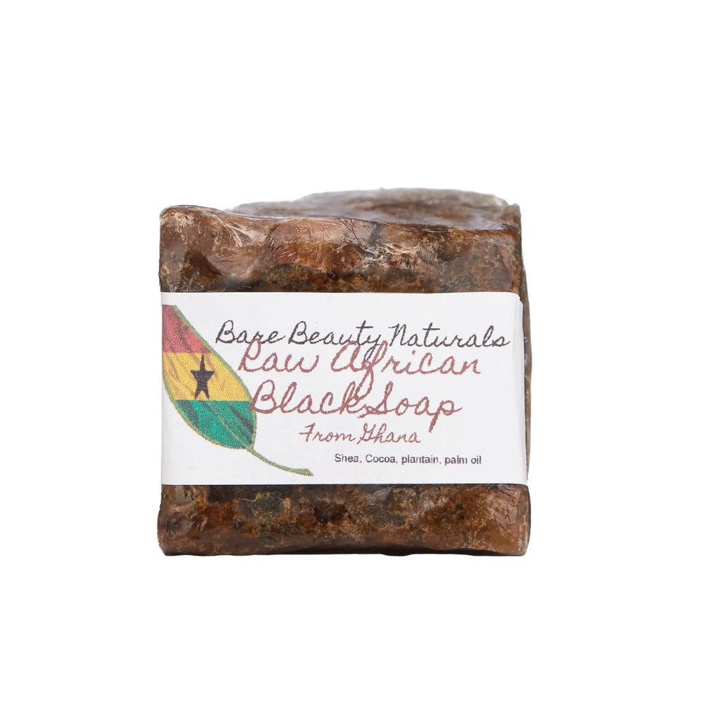 Authentic African Black Soap with FREE Exfoliating Bag // Plant-Based, Residue-Free // Handcrafted from Ghana - Various Soap Cut Sizes (Super chunky cut 7-8.9 oz, Shaving Brush + Bowl)