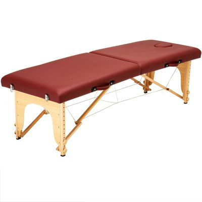 Adjustable Massage Table Portable, Professional Massage Table Portable 2 Folding Lightweight Salon Spa Tattoo Bed Height Adjustable with Carrying Bag (Color : Red, Size : 185 * 60cm-A)