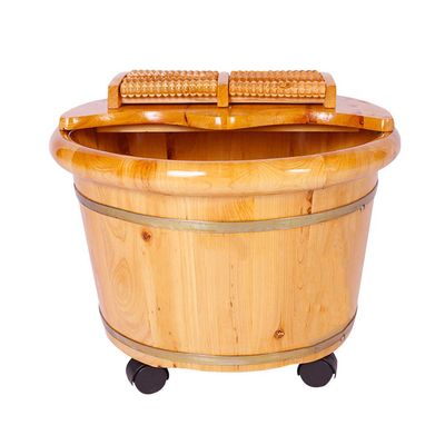 BABYCE Foot Massager Spa Cedar Foot Bath Barrel,Smooth and Delicate Pedicure Barrels,Pedicure Bowl Spa Massage for Soaking Feet Foot Tub,Band Wheel Foot Spa Household Wash Ba