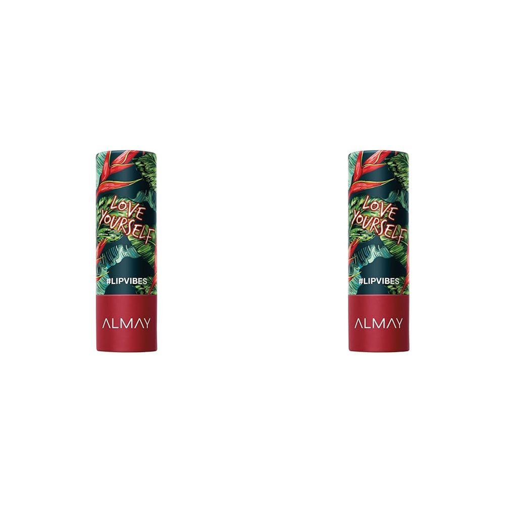 Almay Lip Vibes Lipstick with Vitamin E Oil & Shea Butter, Matte Cream Finish, Hypoallergenic, Love Yourself, 0.14 Oz (Pack of 2)