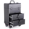 FLEAGE Professional Service Trolley Professional Cosmetic Case with Wheels, Large Cosmetic Case Cosmetic Case, Portable Hairdresser Case Beauty Case Trolley,Black b (Color : Purple) view 4