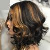 13x4 Black And Brown Short Curly Pre Plucked Lace Front Human Hair Wigs Black And Brown view 2