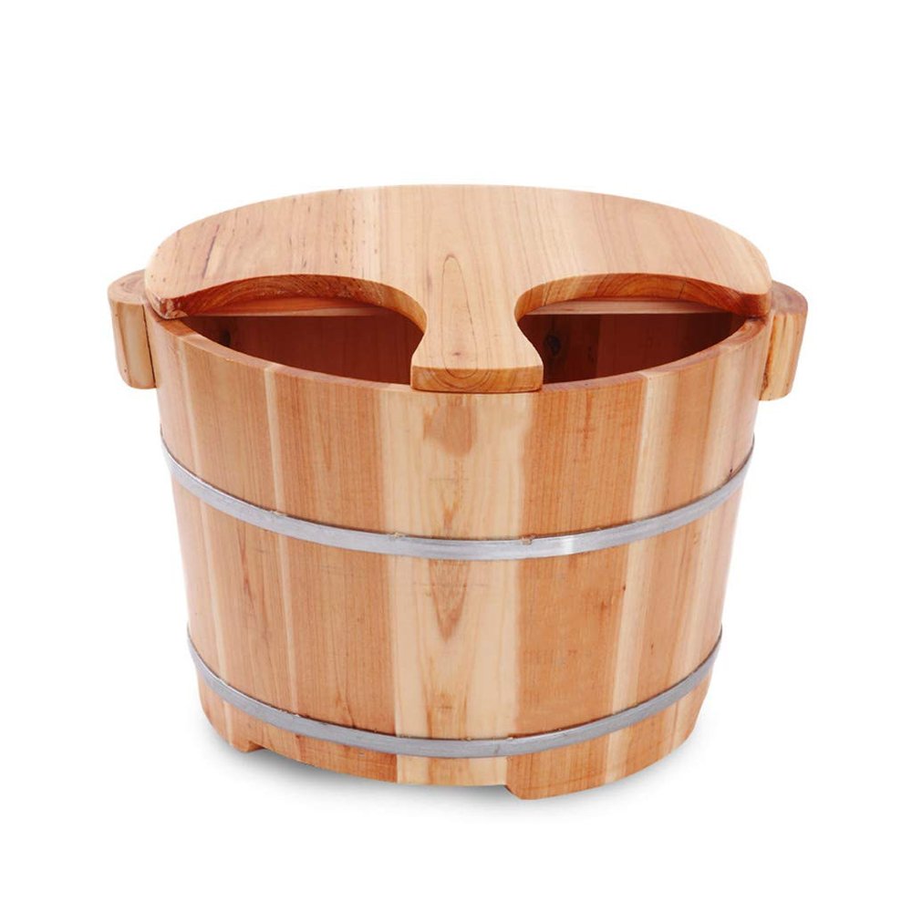 BABYCE Foot Massager Spa Solid Wood Foot Tub,Wooden Foot Basin,Smooth and Delicate Pedicure Barrels,Pedicure Bowl Spa Massage Pedicure BarrelsFoot Bath Barrel Foot Spa Household Wash Ba