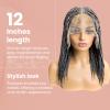 PIB 12" Single Full Lace Knotless Box Braid Wig Square Parted Braided Wigs for Black Women with Natural Baby Hair (44, Salt and Pepper) view 2