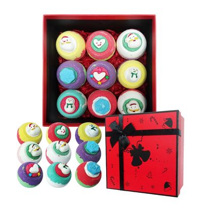 KAV Bath Bombs - 9 Pcs Organic Bath Bombs for Kids in Christmas Box, All Natural Scented Bubble Bathbombs for Women - Essential Oil for Relaxing Baths Women Children Men