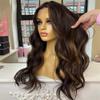 13X4 Brown Highlight Wig 13X6 Blonde Body Wave Human Hair Wigs Pre Plucked Hd Transparent Lace Frontal Wig 13x6 HD Frontal Wig 12inches#130% view 2