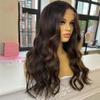 13X4 Brown Highlight Wig 13X6 Blonde Body Wave Human Hair Wigs Pre Plucked Hd Transparent Lace Frontal Wig 13x6 HD Frontal Wig 12inches#130% view 3