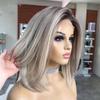 13X4 Ice Blonde Straight Lace Front Human Hair Wigs Ombre Ash gray9 Short Bob Wigs 13X6 Hd Lace Frontal Wig For Women Ash gray9 Bob 12inches#4x4 Closure Wig 180 view 1