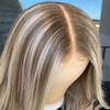 13X6 Brown Platinum Blonde Highlight Wig Short Wavy Bob Wig 13X4 Ombre Hd Lace Front Human Hair Wigs For Women 4x4 Closure Wig 14inches#150% view 2