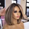 13X4 Brown Bob Wig Short Straight Human Hair Wigs 13X6 Hd Lace Frontal Wig Ash Blonde Highlight Wig 4x4 Closure Wig 8inches#130% view 1