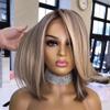 13X4 Brown Bob Wig Short Straight Human Hair Wigs 13X6 Hd Lace Frontal Wig Ash Blonde Highlight Wig 4x4 Closure Wig 8inches#130% view 2