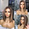 13X4 Brown Bob Wig Short Straight Human Hair Wigs 13X6 Hd Lace Frontal Wig Ash Blonde Highlight Wig 4x4 Closure Wig 8inches#130% view 4