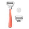Flamingo 5-Blade German Razors for Women - 1 Razor Handle + 1 5 Blade Refills - Pomelo &.Silver view 3
