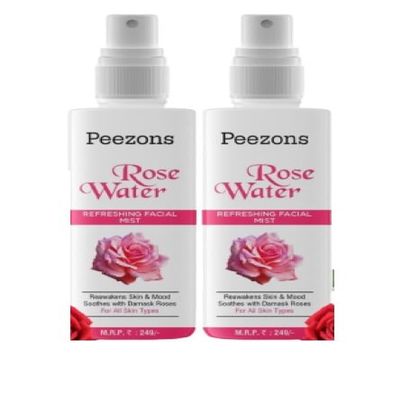 PEEZONS Rose Water Gulab Jal Spray Refreshing Facial Mist - 100 ML (Pack of 2)
