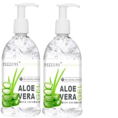 PEEZONS Alovera Gel With Cucumber For Young And Radiant Skin, Hair And Face - 300 GM (Pack Of 2)
