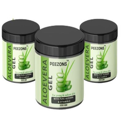 PEEZONS Alovera Gel For Young And Radiant Skin, Hair And Face - 200 GM (Pack Of 3)