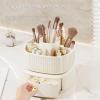 360 Rotating Makeup Brush Holder, 5 Slots Makeup Desk Organizer, Cosmetic Display cases With drawer, Makeup Organizer for Vanity, Bedroom Decor, Bathroom Organizer view 2