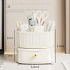 360 Rotating Makeup Brush Holder, 5 Slots Makeup Desk Organizer, Cosmetic Display cases With drawer, Makeup Organizer for Vanity, Bedroom Decor, Bathroom Organizer view 3