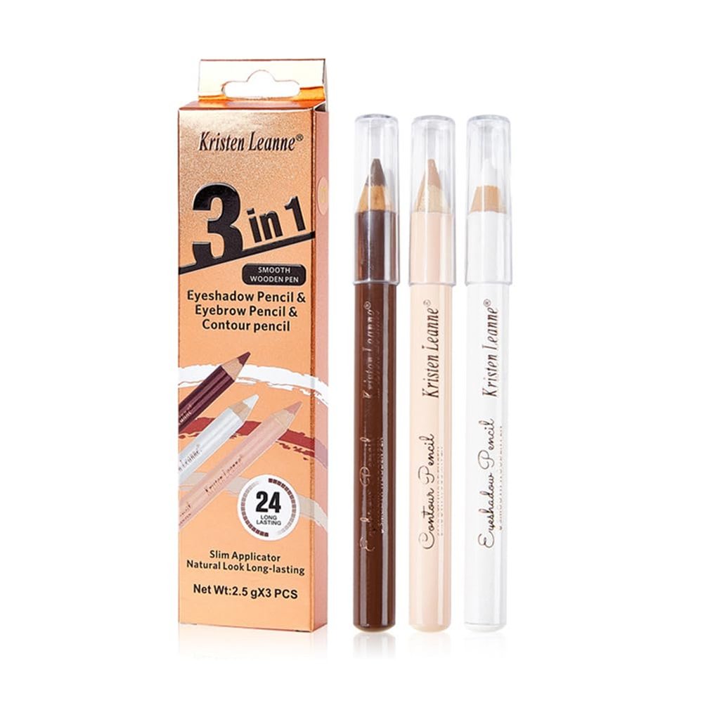 Adurello 3 in 1 Eyebrow Makeup Pencil Kit, Long Lasting Waterproof Eyebrow Pencil Eyeshadow Eyeliner Pencil & Eye Concealer Pencil for Natural Brow Makeup (Black brown)