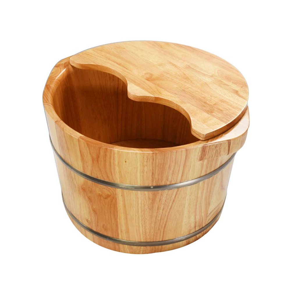 BABYCE Pedicure Foot Soak Tub Footbath,Wooden Foot Basin,Solid Wood Foot Tub,Pedicure Bowl Spa Massage Pedicure Barrels Household Foot Bath Barrel,with Lid Foot Spa Household Wash Ba