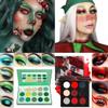Afflano Red Green Eyeshadow Palette Christmas Makeup Pallet, Green Glitter Eyeshadow Black Red Goth Eyeshadow Highly Pigmented, Witches Makeup, Zombie Vampire Halloween Smoky Eye Makeup view 1
