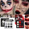 Afflano Black Red Goth Eye shadow Palette 2 Pcs, True Red Black Eyeshadow Palette Clown Halloween Makeup Pallet, High Pigmented White Black Red Face Body Powder Zombie Vampire Dark Smoky Eye Makeup view 1